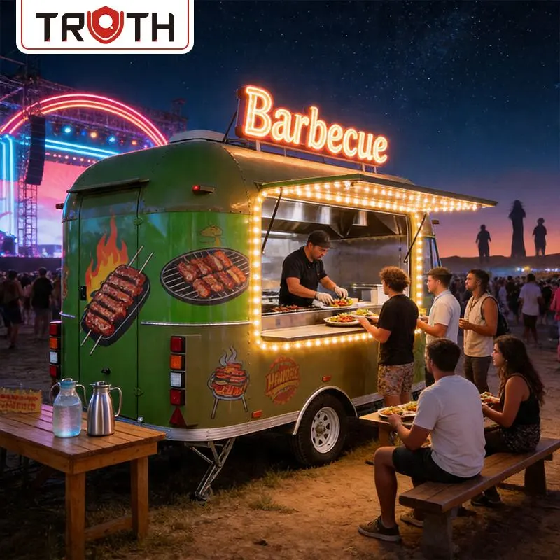 Food trucki do grillowania z pełnym wyposażeniem kuchennym