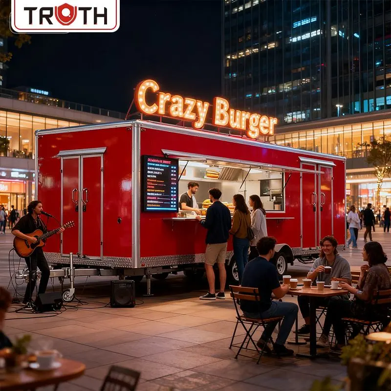 Komercyjna mobilna przyczepa gastronomiczna z łazienką