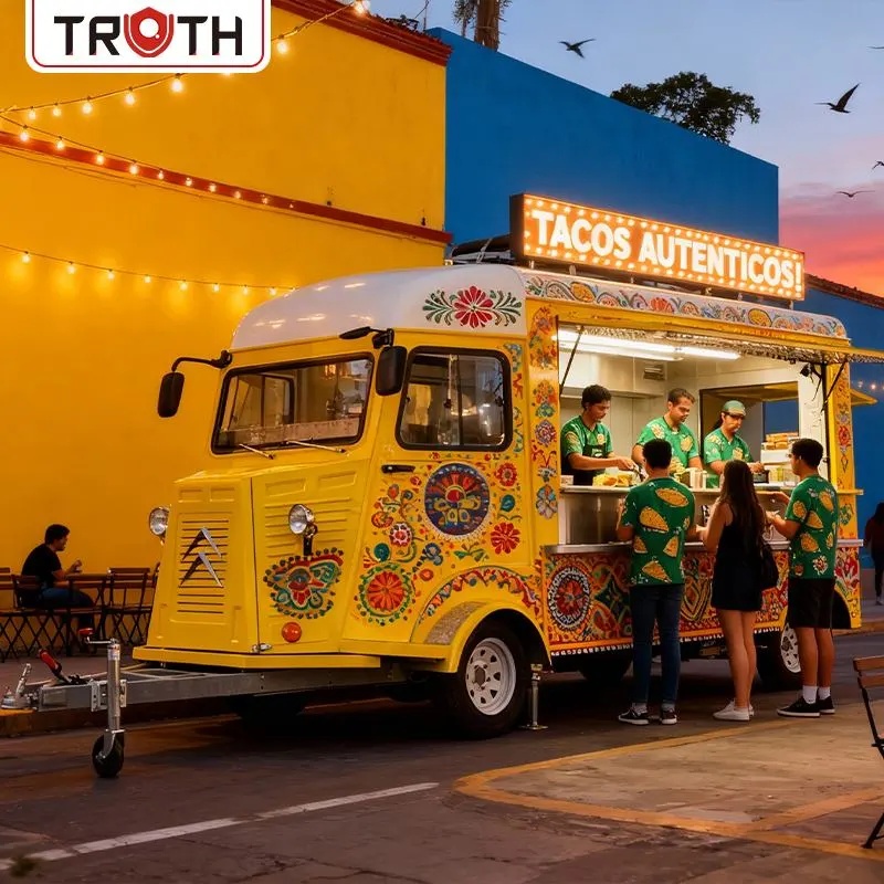 Mobilna przyczepa do żywności z napędem elektrycznym do tacos