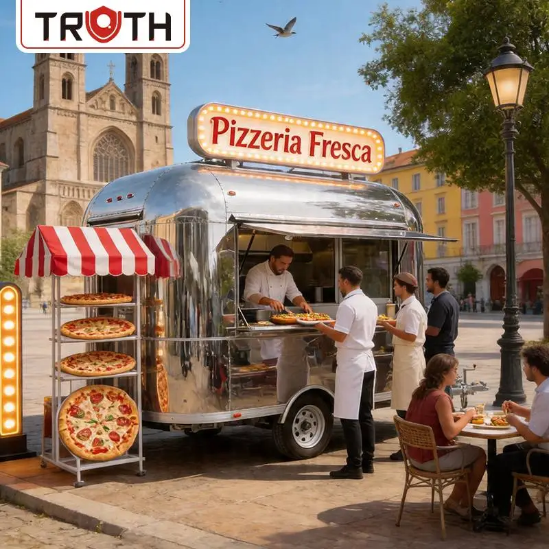 Przyczepa do jedzenia z koncesją na pizzę w mobilnej kuchni